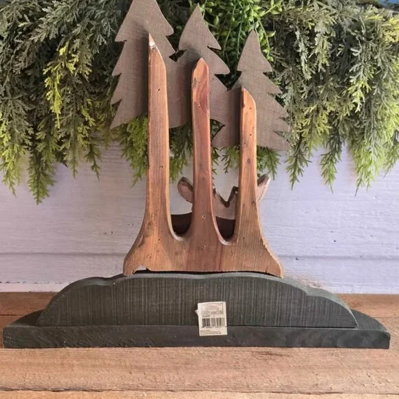 Wood Moose Tree Silhouette Figure Primitive Cabin Decor - Picture 3 of 5